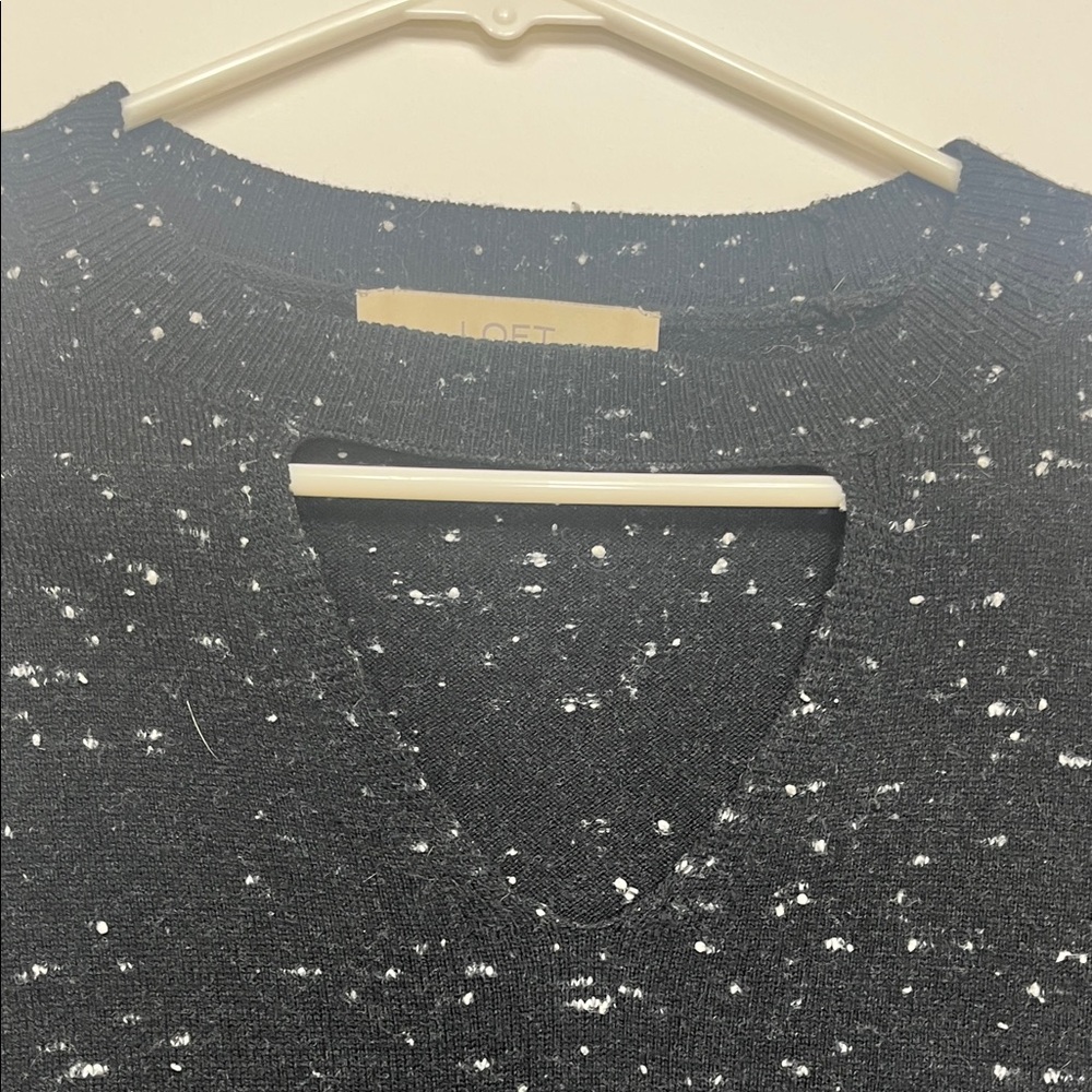 LOFT black speckled cutout choker sweater. - Picture 6 of 8